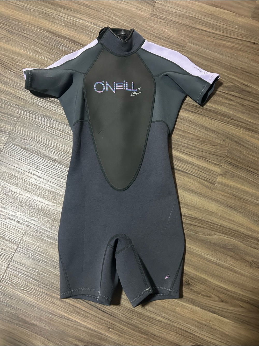 O'Neill Bahia 2:1  Kids Short Sleeve Wetsuit - Black with Light Purple Panels